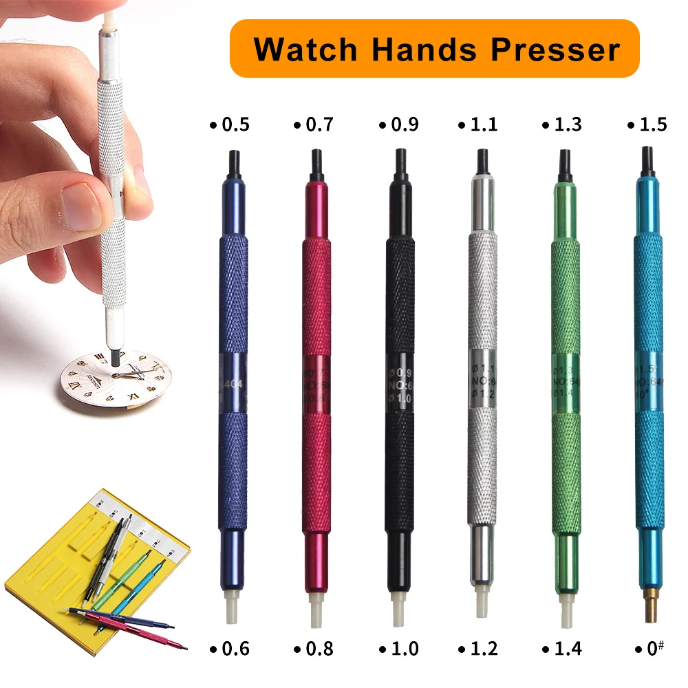 Watch Hands Presser Color Aluminum Double Ended Hand Pressing Tool Set Set of Six Precision Watchmaker Fitting Kit for Watchmake