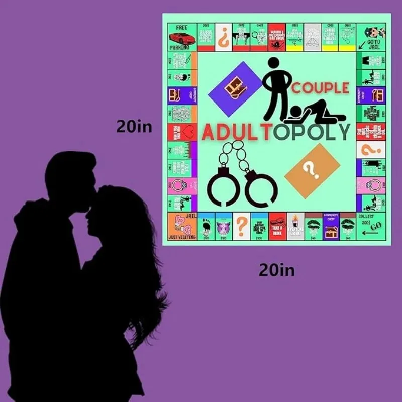 1 Set Adultopoly Board Game Adult Couples Intimacy Deck Cards for Couples Board Game Date Night Ideas Adult Sex Dice Erotic Toys