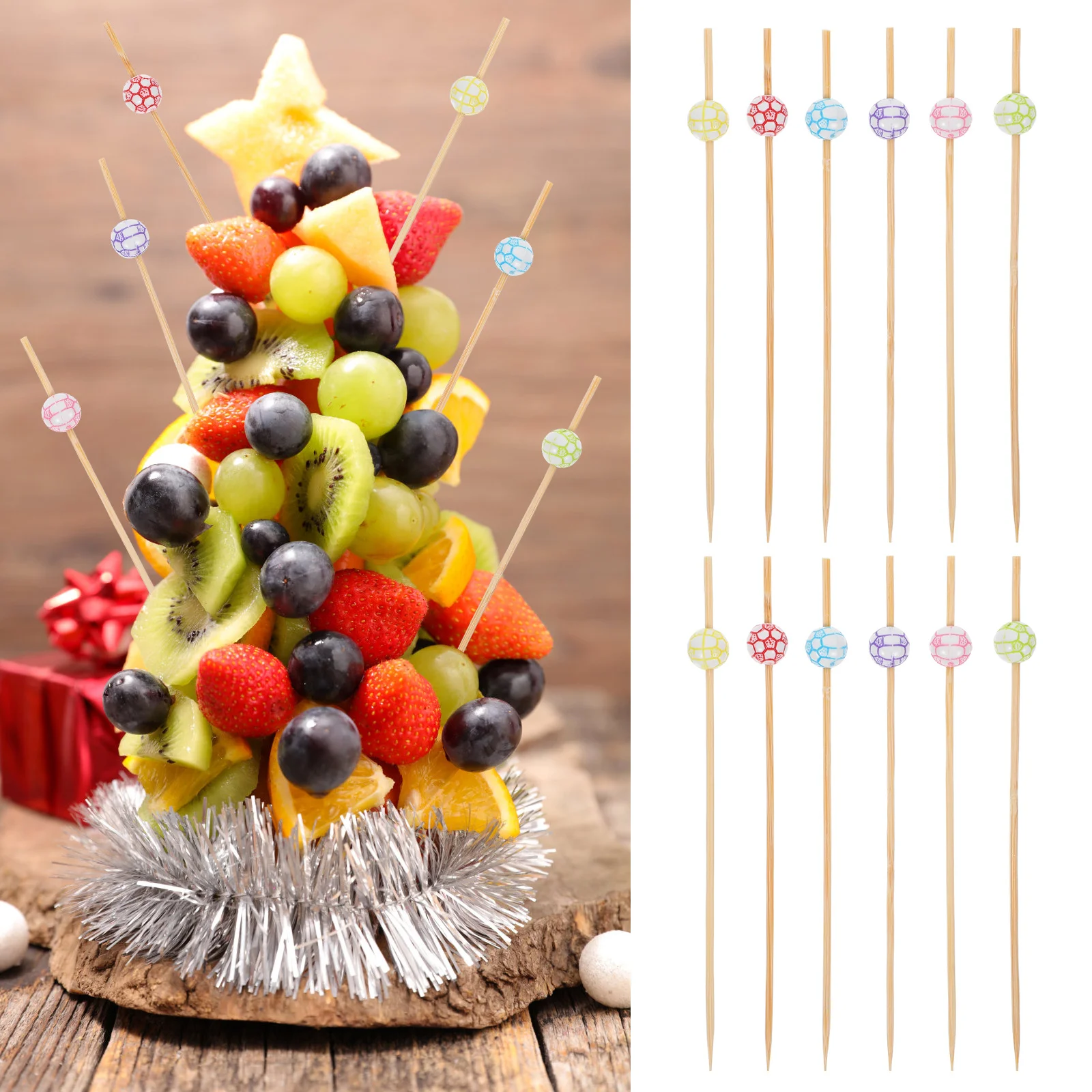 

100 Pcs Fruit for Party Bamboo Decor Sticks Food Forks Fruits Wine Label Dessert