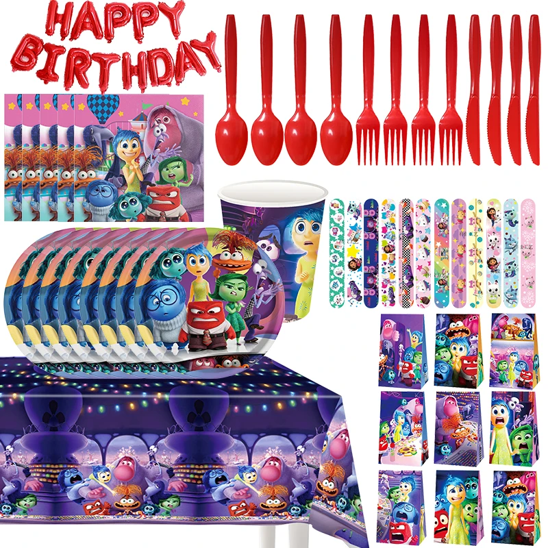 Disney Inside Out 2 Birthday Party Supplies Decoration Tableware Banner Background Balloon Cup Inside Out Party Favors For Kid