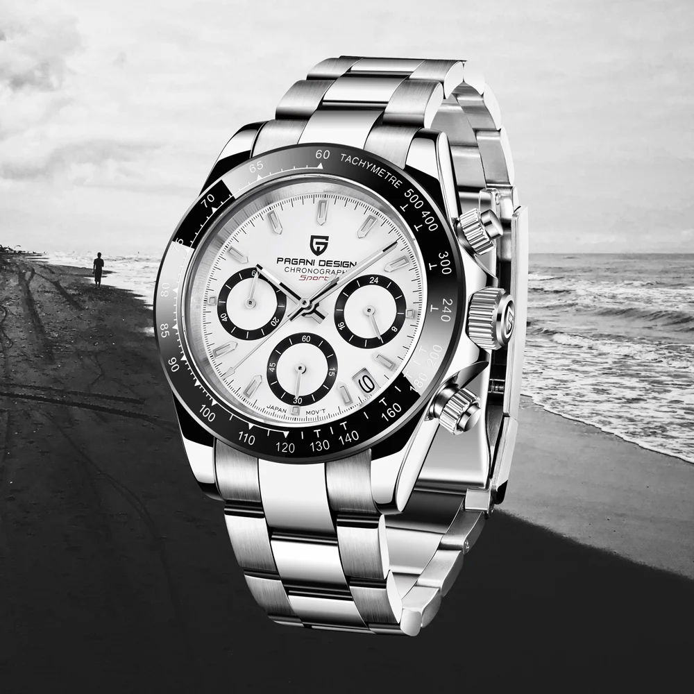 

PAGANI DESIGN Top Luxury Brand Men Watches 100M Waterproof Quartz Sport Chronograph AR Sapphire mirror VK63 All Steel Wristwatch