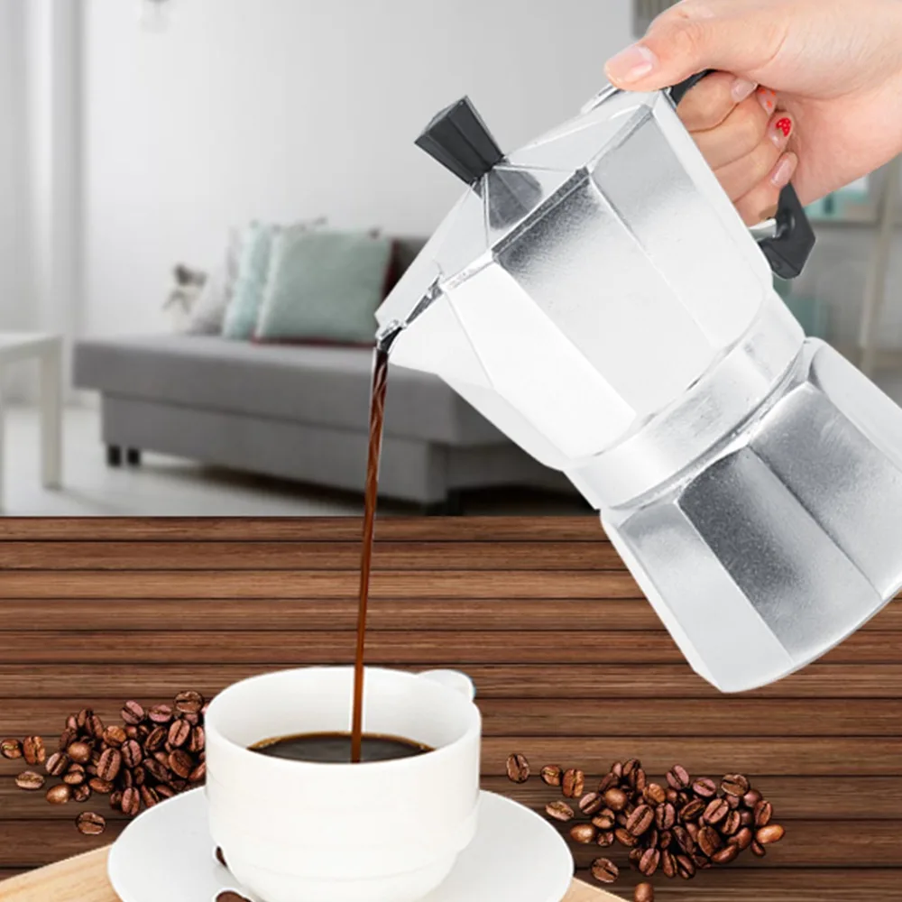

Brewing Equipment Aluminum Moka Pot 2 Cup Size Silver Espresso Coffee Maker 100ml Capacity Italian Coffee Maker Cafe Brewing