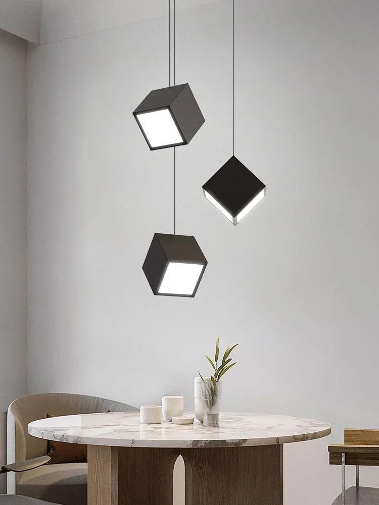 Modern Square White Creative Led Pendant Lamp Dining Room Dining Table Kitchen Dining Room Minimalist Pendant Lamp Lighting