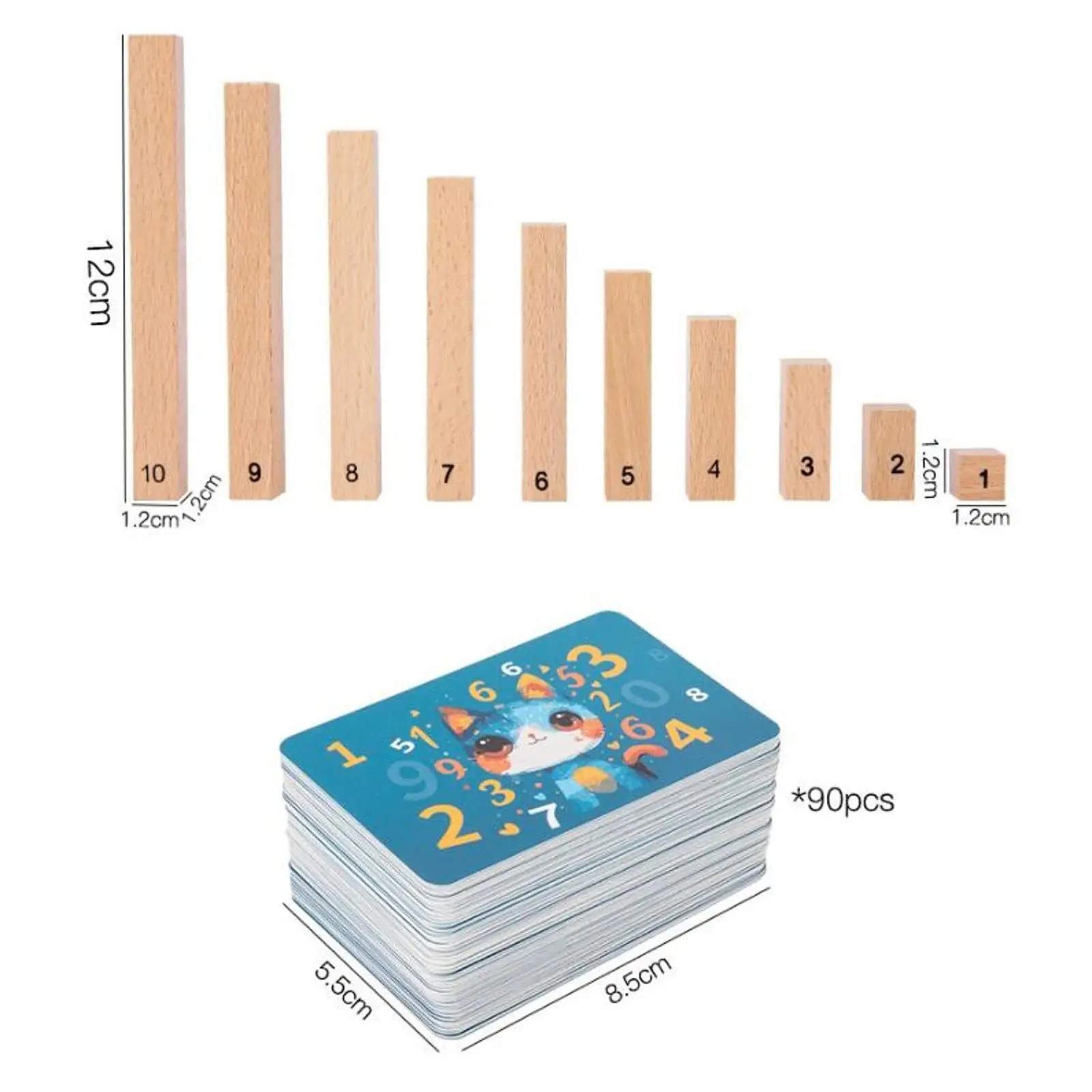 Mathe Spielzeug Holz Nummer Sticks, Mathe-Spiele mit Karte, pädagogische Geschenk zugabe und Subtraktion Mathe Manipulationen für Kinder Jungen