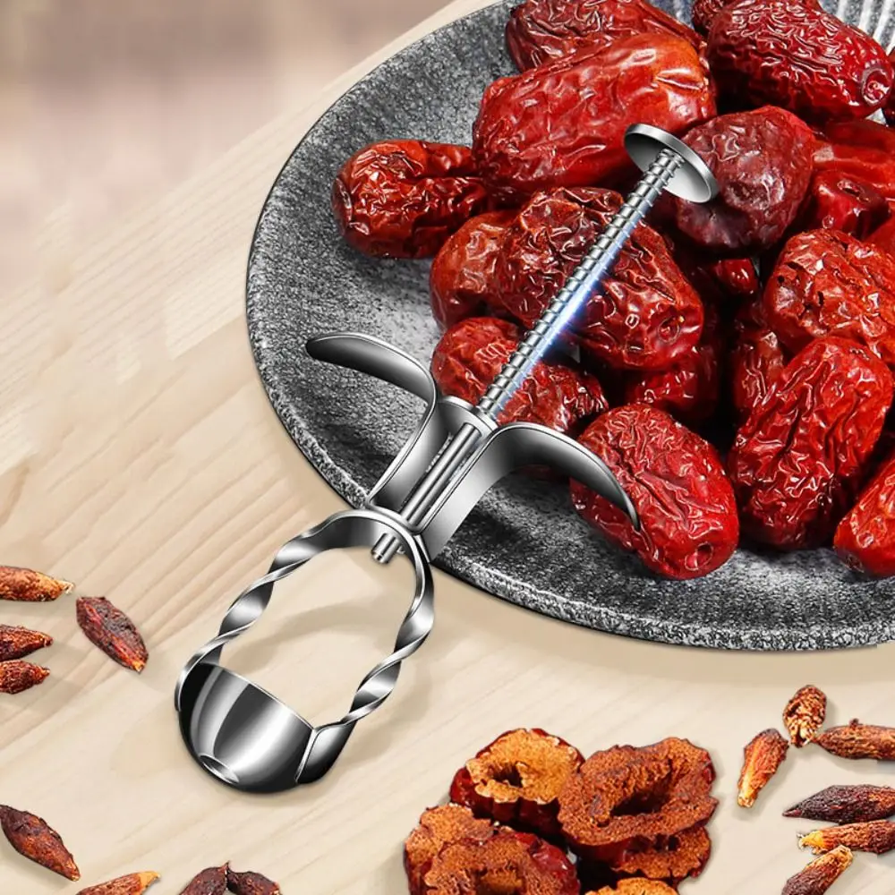 Descorazonador de cerezas de acero inoxidable, diseño de prensa a prueba de óxido, descorazonador de dátiles y jujubes, removedor de huesos de aceitunas duradero para postres