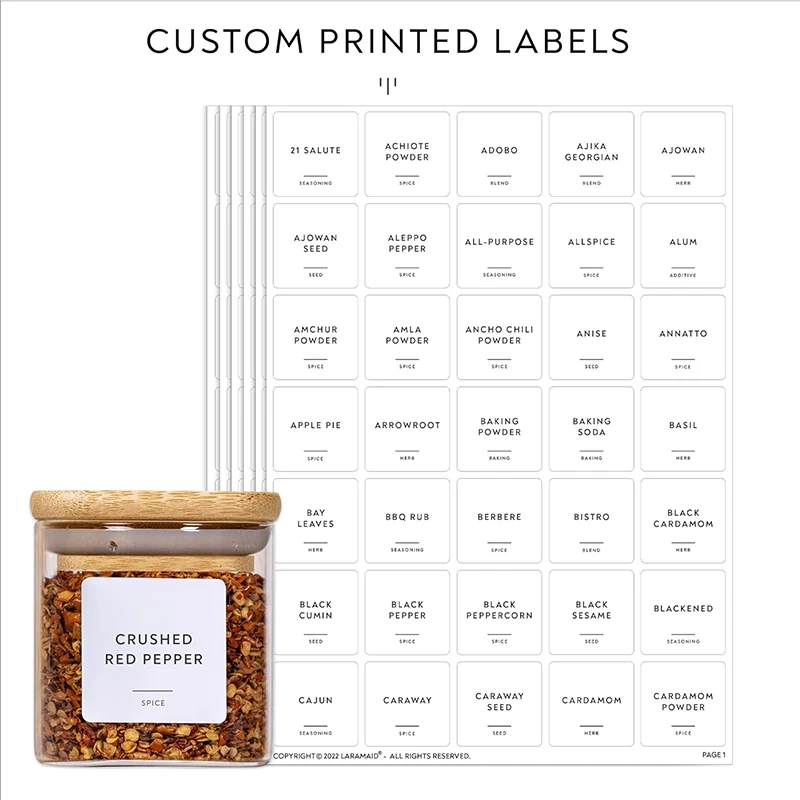 

5oz Glass Jars Set with Spice Labels,Square Spice Jars with Bamboo Lids/Sticker Labels, Food Storage Container Canisters