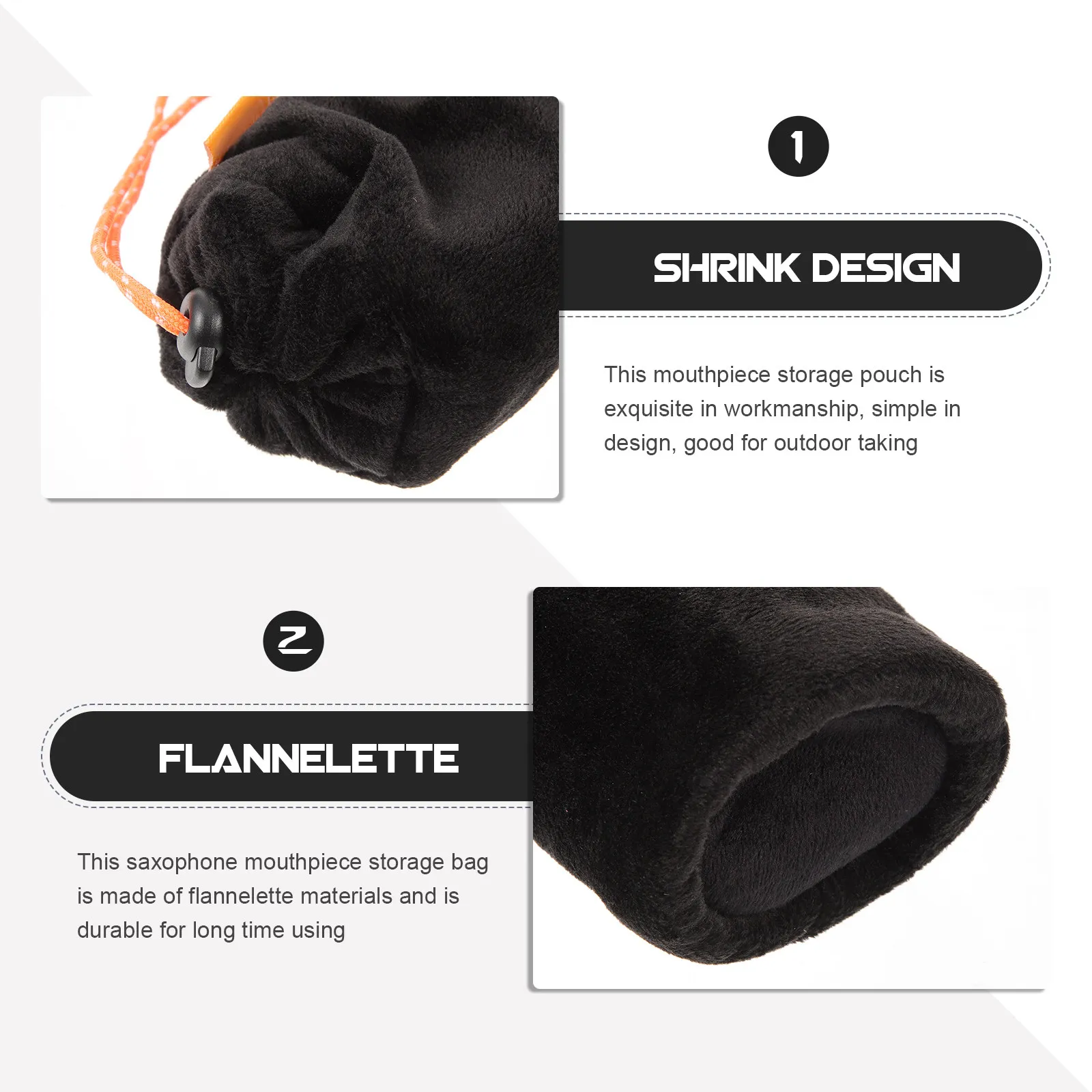 Saxophone Mouthpiece Storage Bag Soft Flannelette Anti Static Zipper Case for Travel and Stage