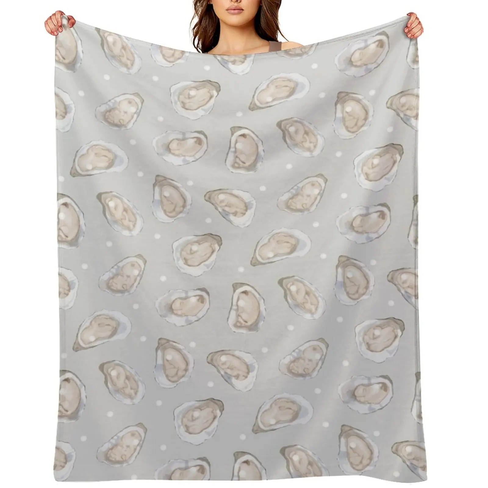 

Oysters and Pearls Throw Blanket Picnic Flannel Fabric bed plaid Decoratives Blankets