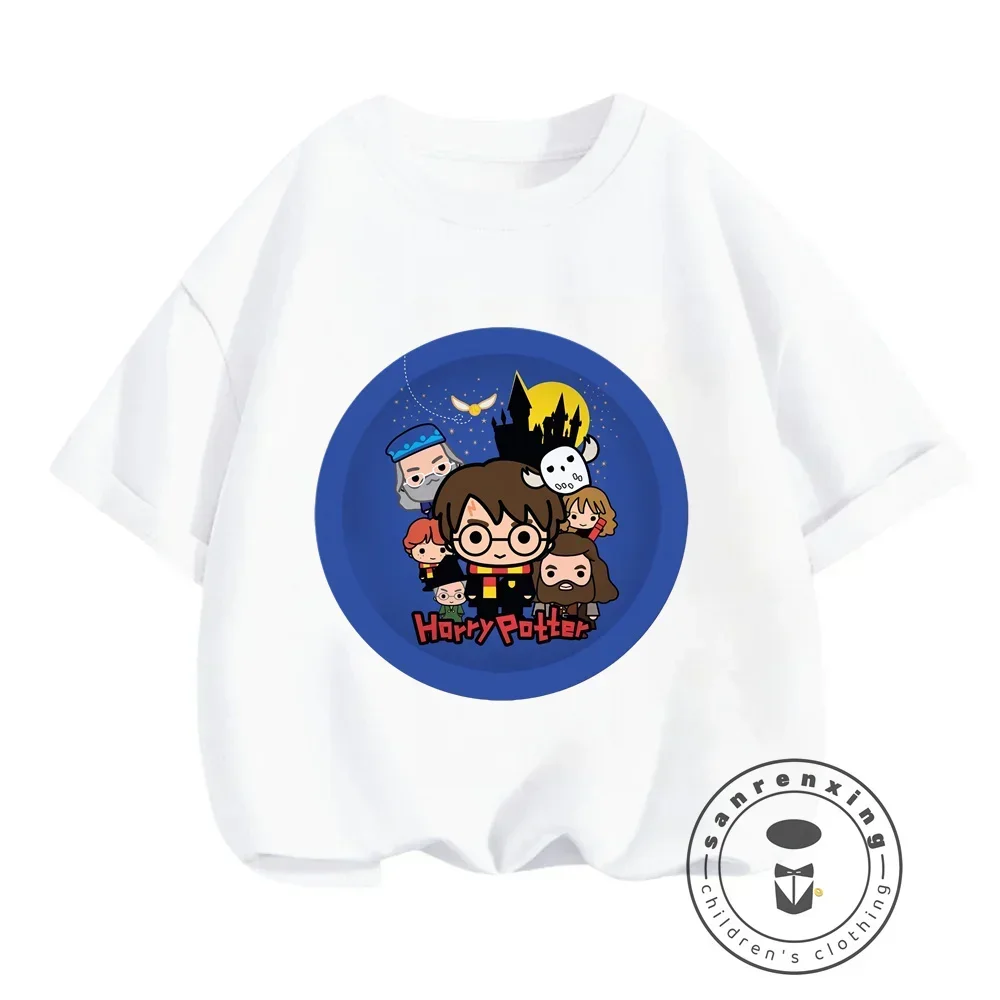 Summer of Wonders for Boys & Girls Harry Potter Q Edition Cute Cartoon T-shirts Fashionable Soft Hip-Hop with Breathable Fabrics