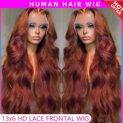 13x4 Reddish Brown Body Wave Lace Frontal Human Hair Wig 13x6 Hd Lace Frontal Wigs Glueless Human Hair Wig Brazilian Pre Plucked