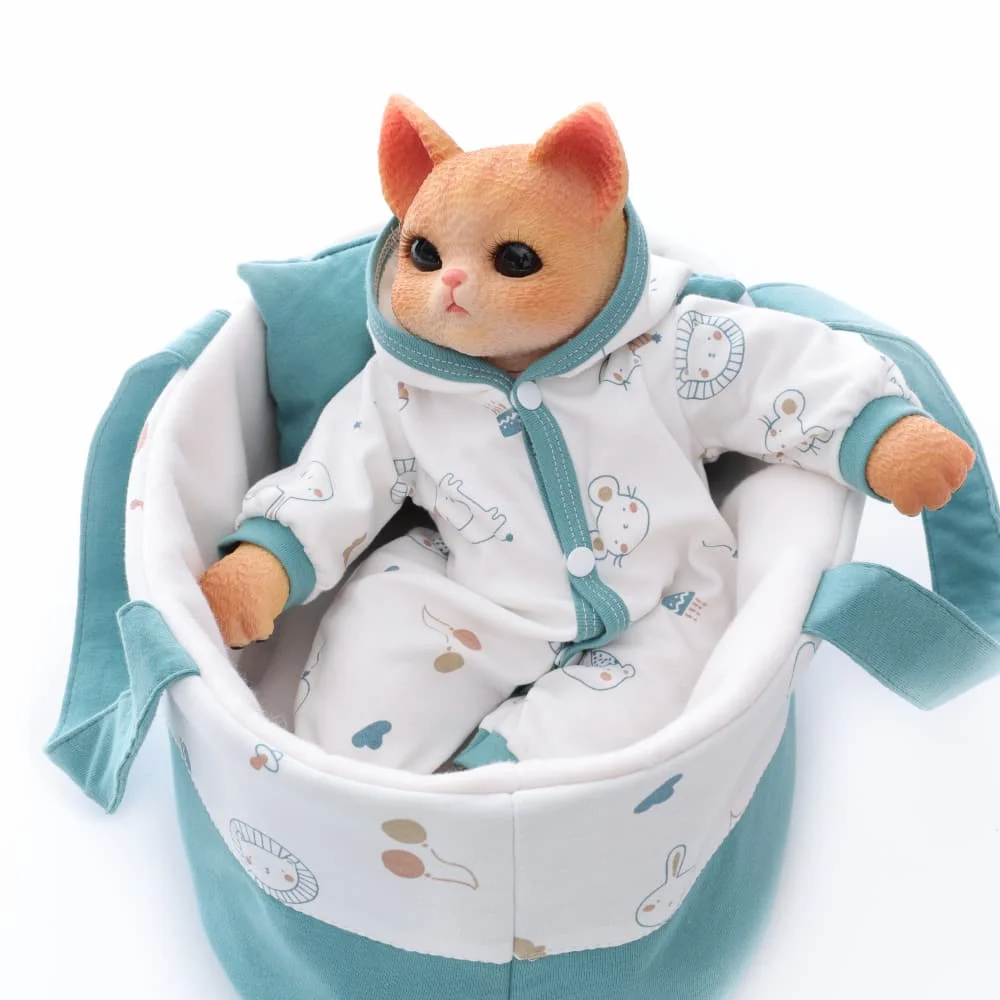 Cloveray14 inch Realistic Rebirth Basket Cute Kitten Doll 35 cm Soft Cloth Filled With Cotton Companion Toys