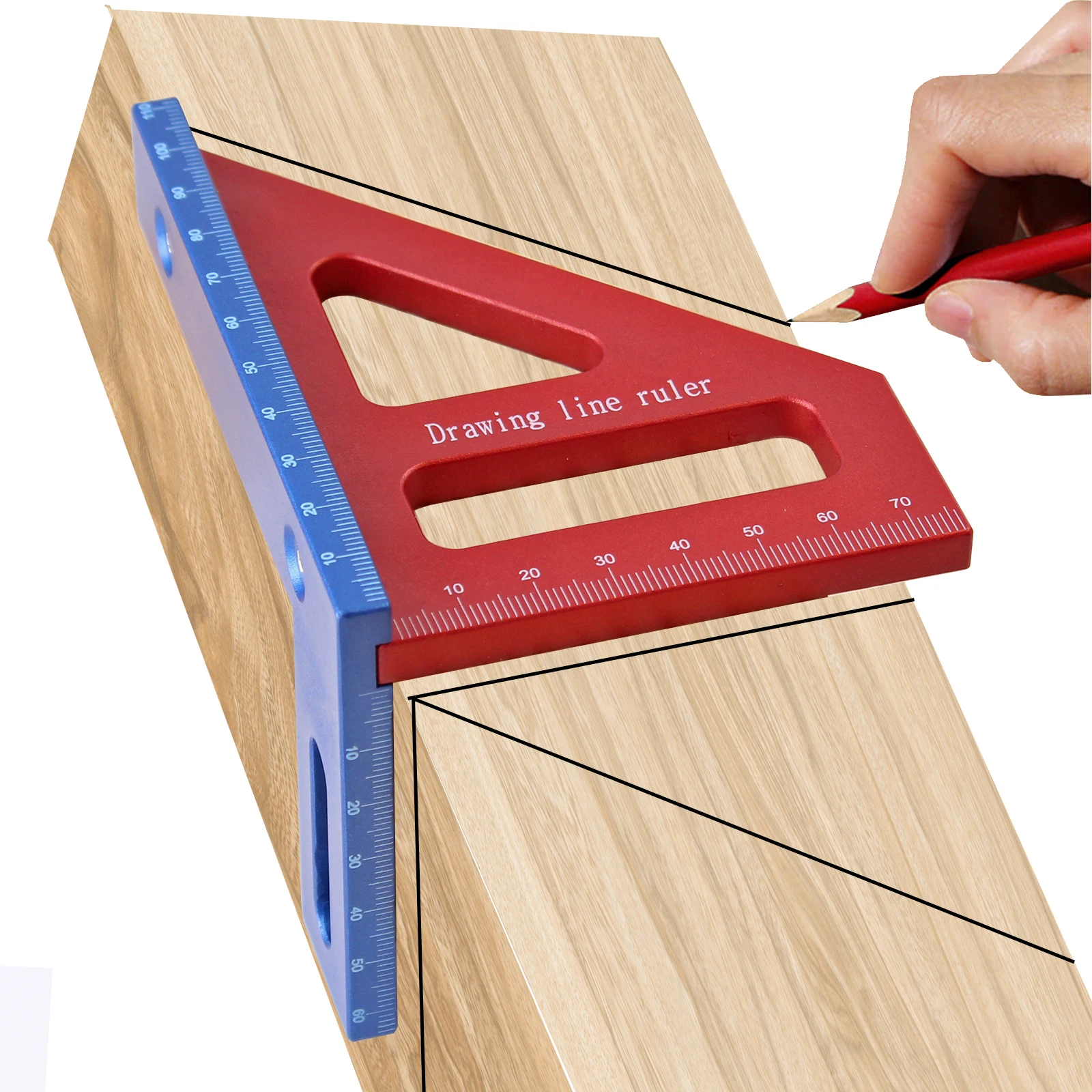 Imagem -05 - Multi-angle Miter Triângulo Régua 45 90 Graus Plástico Woodworking Square Transferidor Alta Precisão Layout Ferramenta de Medição 3d