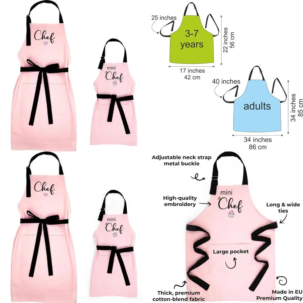 

Mother-Daughter Chef Aprons for Kitchen Fun: Adult & Child Cooking & Baking