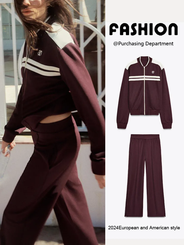 

Spring New Arrival Women's round Ne Long Sve Sweatirt Casual High Waist Long Pants Faionable Two-Piece Set