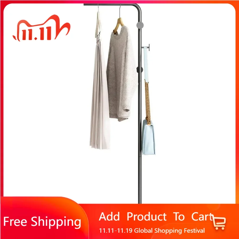 

Black coat rack, white base, independent entrance hanger with 3 hooks, L-shaped home hanger