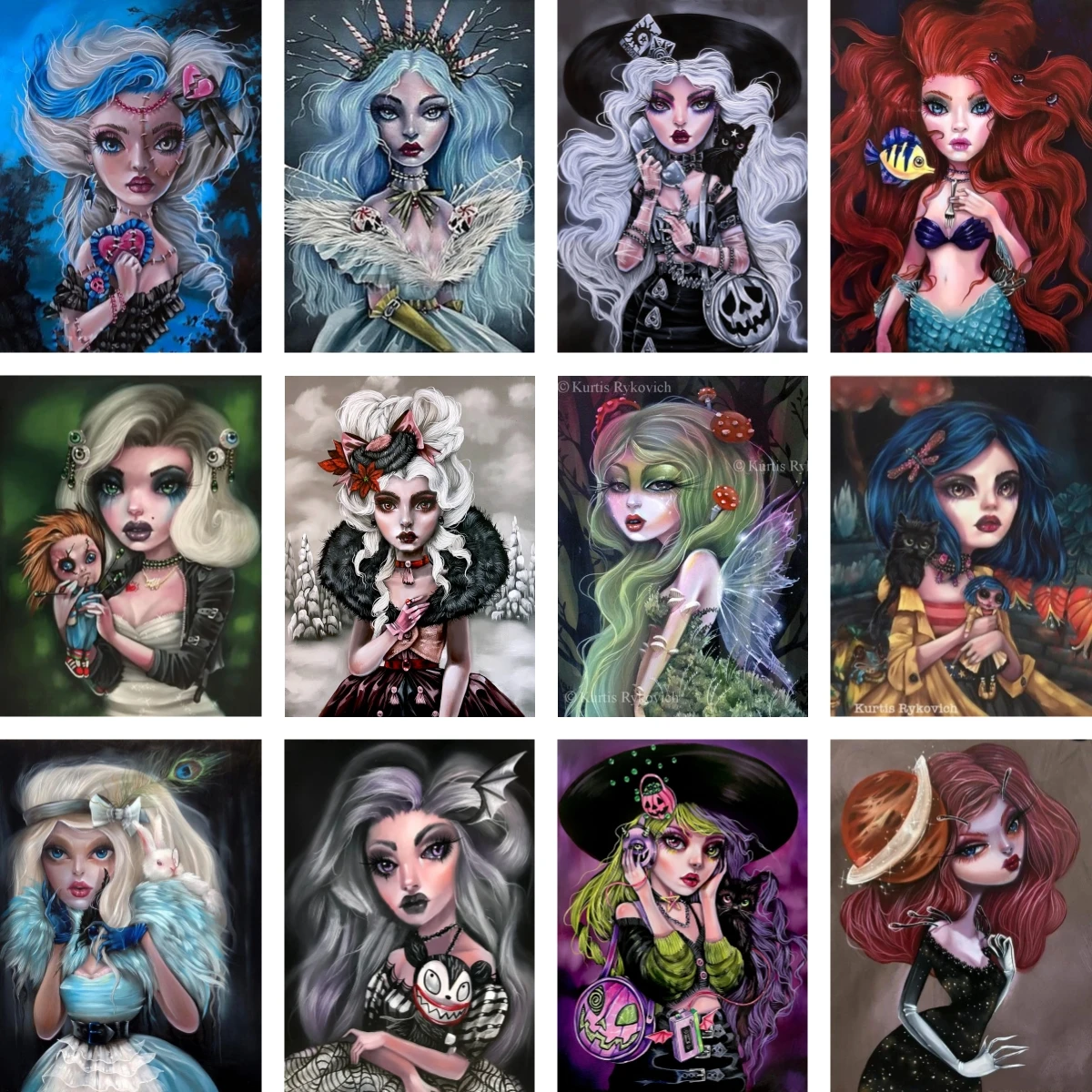 Full Square Diamond Embroidery Fairy Tale Woman Dark Doll Art Diamond Painting Mosaic Picture Of Rhinestone Moody Wall Decor