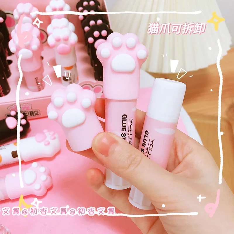 High viscosity stationery office supplies for students Kawaii Cat Claw Solid Glue Stick Strong Adhesive Glue Stick for Student