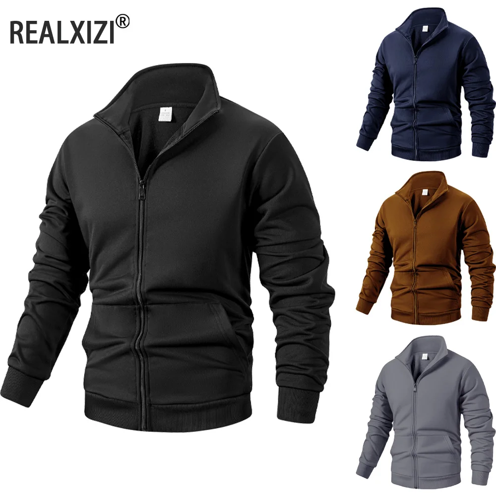 

Men's Sweatshirts Stand Collar Jacket Slim Fit Cardigan Jacket Streetwear Sportswear Casual Zip Up Coat Outdoor Tracksuit Men