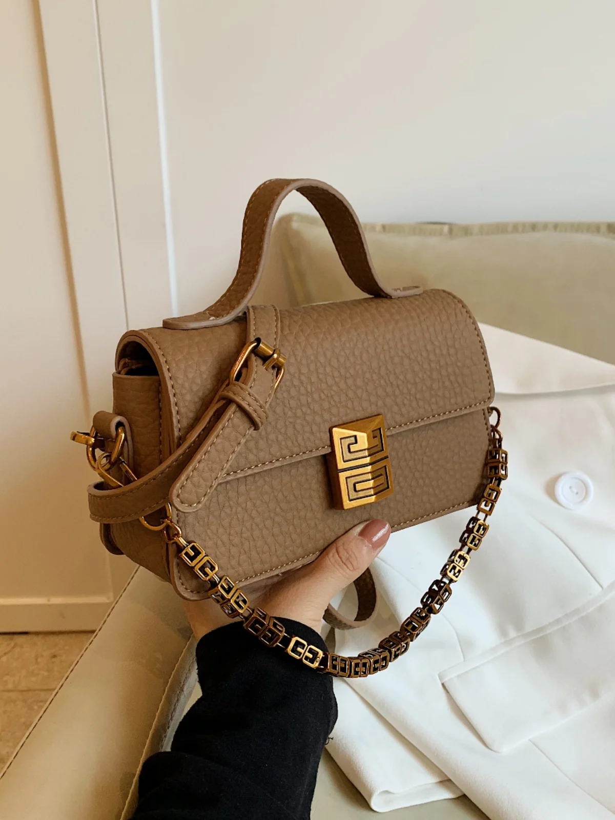 

Fall Winter ular Retro Women's Brown Square Bag Handbag Crossbody Bag Versatile Small Size Soft PU Leather Pure Color