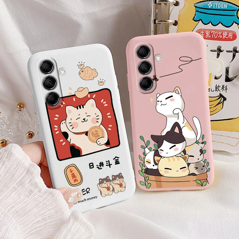 Cute Painted Case For Samsung Galaxy M14 M34 M54 5G Soft Cover Cartoon Cat Sunflower TPU Funda For Samsung M 14 GalaxyM54 Coque