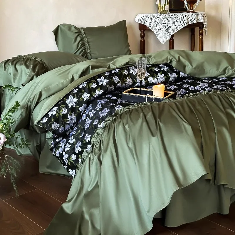 French retro three-dimensional relief jacquard cotton four-piece set of pure cotton long-staple cotton satin bedding