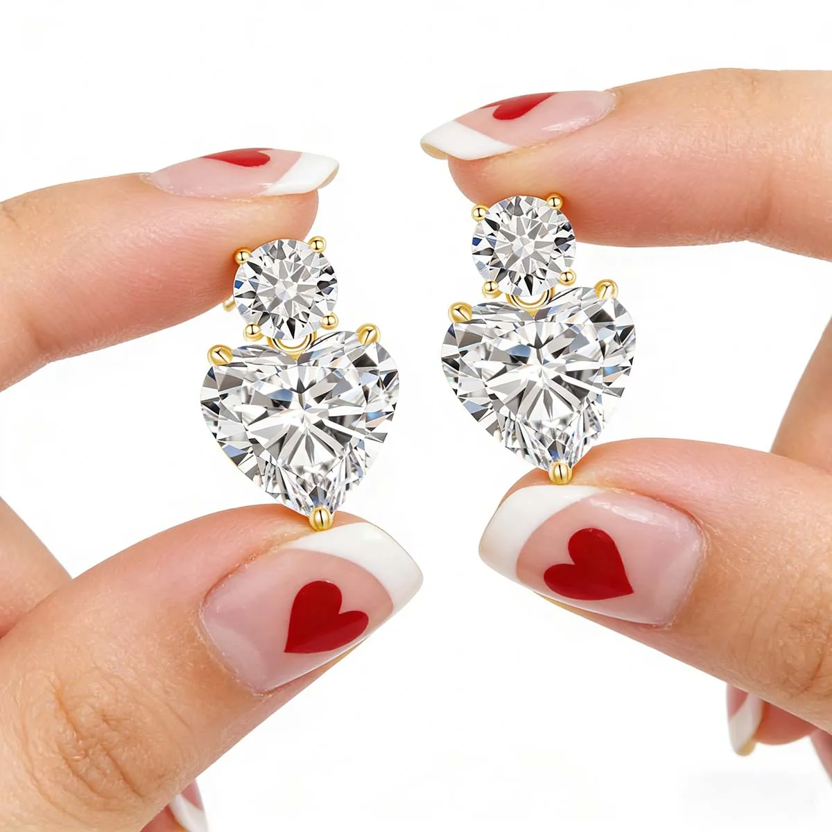 

Серьги-гвоздики SDOOU из золота 14K с муассанитом 3 карата в форме сердца, D VVS1, с тремя крапанами, сертифицированные GRA, для женщин, повседневные украшения, милые подарки