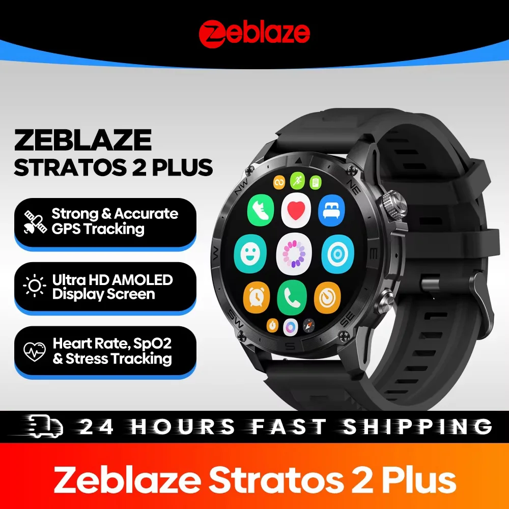 Zeblaze Stratos 2 Plus GPS الساعات الذكية للرجال والنساء البوصلة مقياس الارتفاع الجوي بلوتوث مكالمة هاتفية أوم reloj inteligente #1