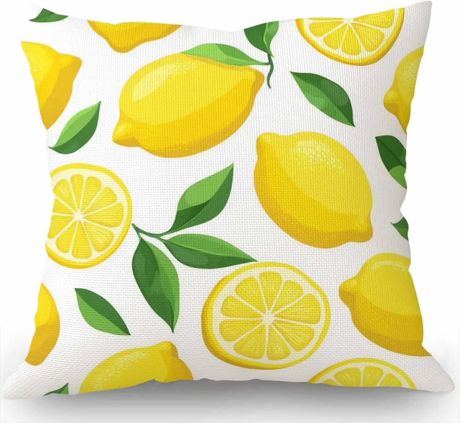 Fresh Lemon Pattern Pillowcase, Yellow Citrus Fruit Cushion Cover, Summer Kitchen Home Decor, Mediterranean Style Sofa Gift