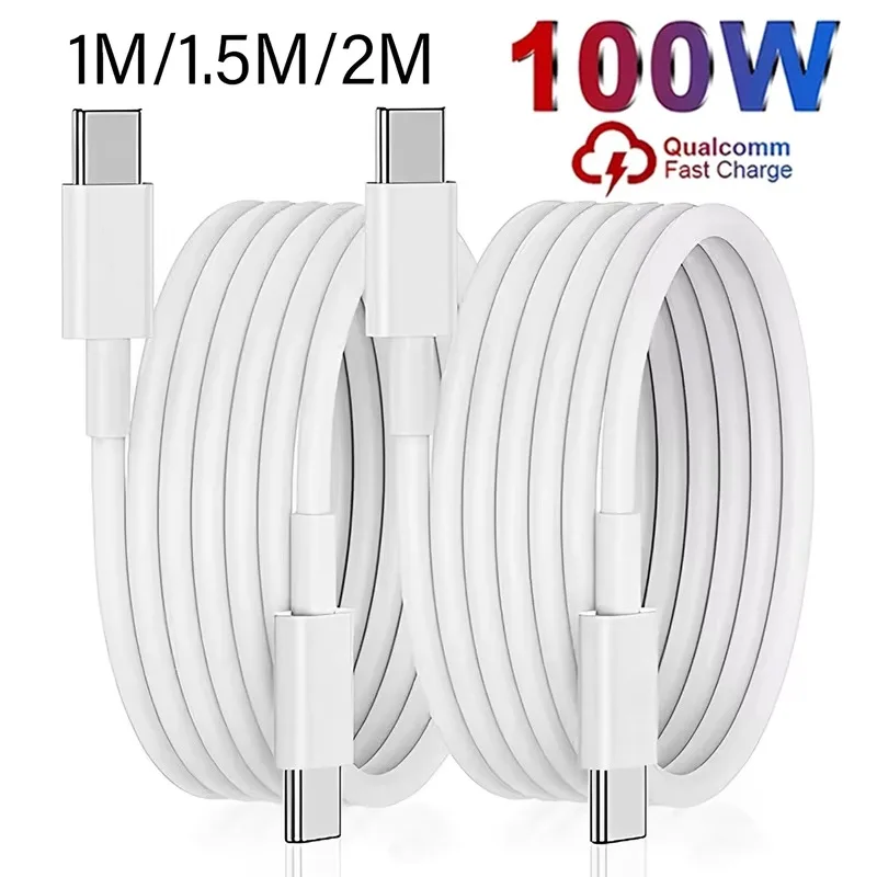 

100W Fast Charging Cable Dual Type C Data Cable High-speed Transfer for IPhone 16 15 Android Samsung Xiaomi MacBook 1M/1.5M/2M