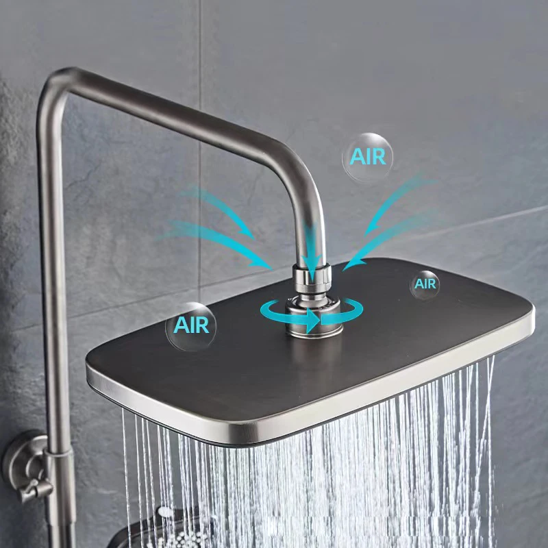 Hot Cold Shower Set Bathroom LED Digital Shower Mixer System Wall Mount SPA Rainfall Bath Tap Square Head Luxury Bathtub Faucets