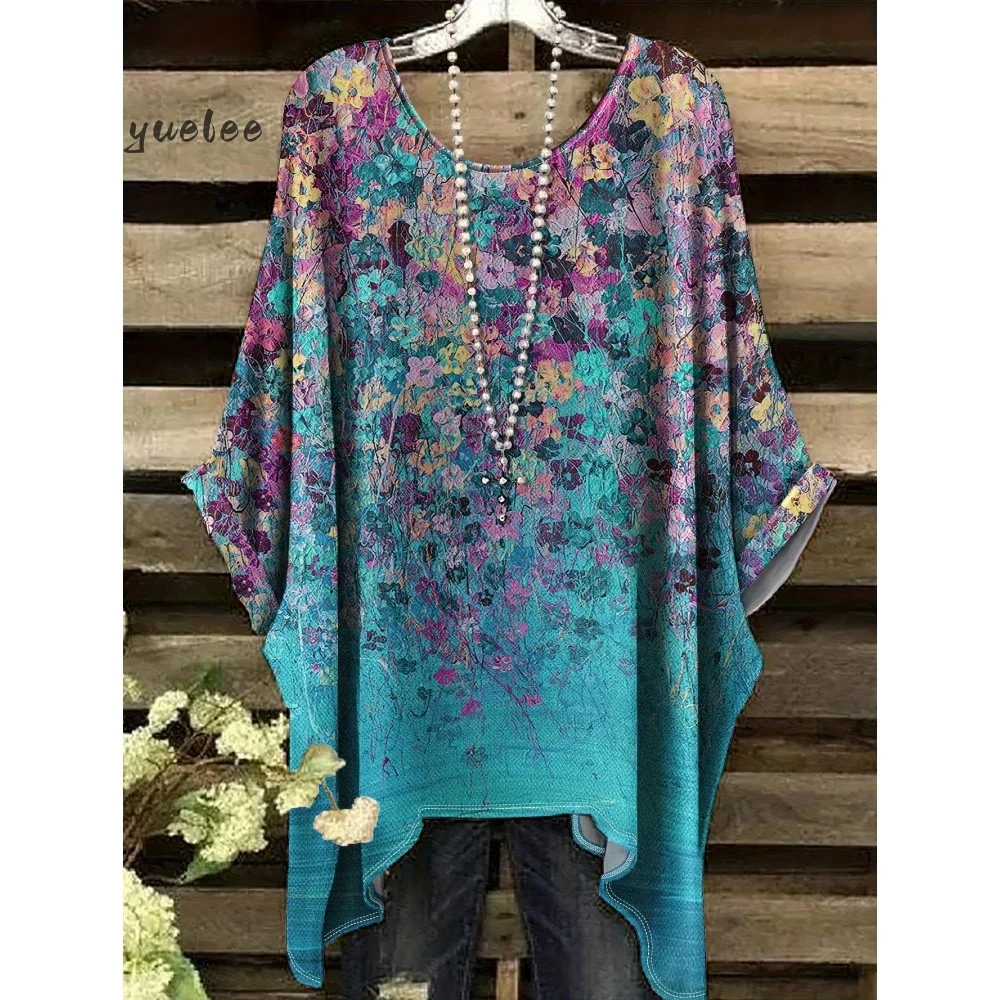 

Богемная шикарная футболка большого размера с милым принтом панды, футболка с круглым вырезом и нерегулярным подолом, одежда Y2k, универсальная женская одежда