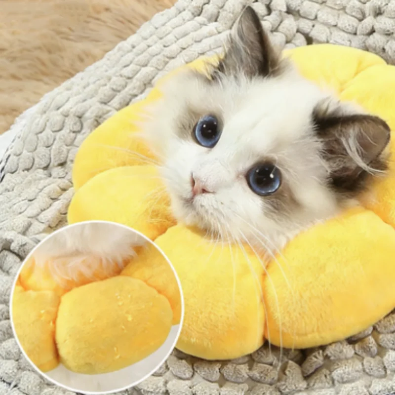 Pet Sunflower Elizabethan-Kragen für Katzen, verstellbar, zum Schutz vor Beißen, für die Genesung nach Operationen, zum Schutz vor Lecken, aus weichem Plüsch, zum Schutz der Wundheilung. – Detail 1