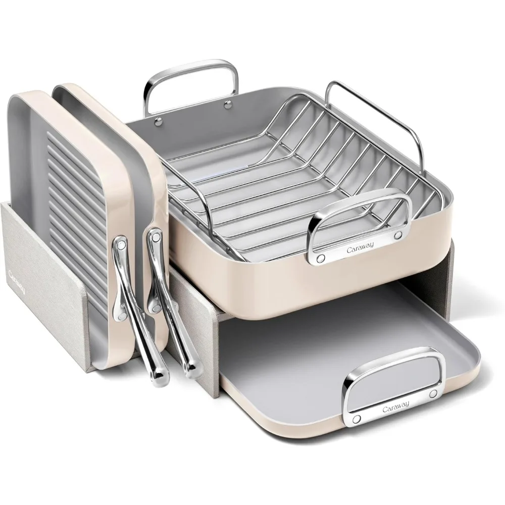 Square Cookware Set - Square Pans Set - Perfect for Griddling, Toasting, Searing, Roasting,Coated Pans Non Toxic,Free Cream