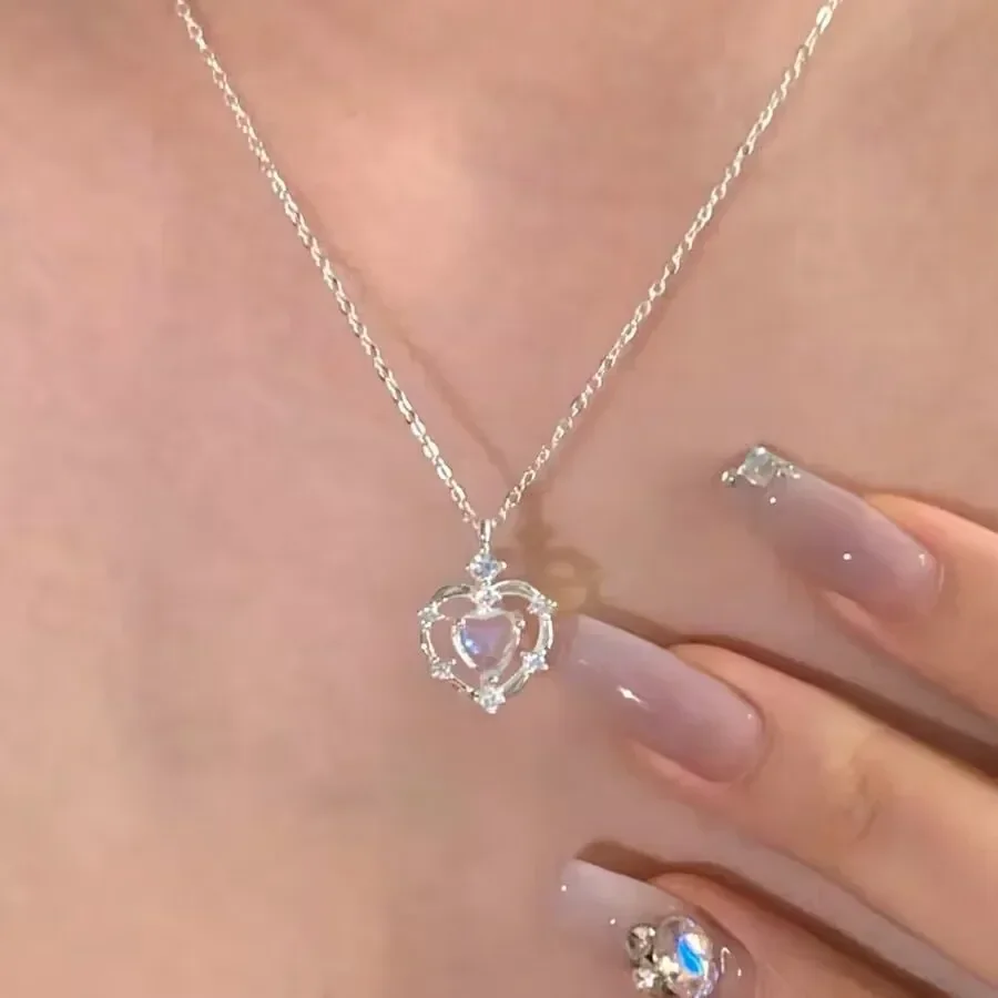 Подвеска Heart Pendant Fashion Chain Necklace Popular Women Charm Hollow Gradient Clavicle Collar Jewelry Party Girl Gift