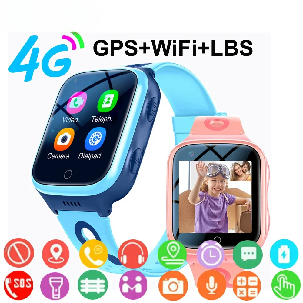 2024 New KGG 4G Kids' Smartwatch 1000mAh Battery GPS WiFi Video Call Tracker Location. SOS Call Phone Function Gift for Children