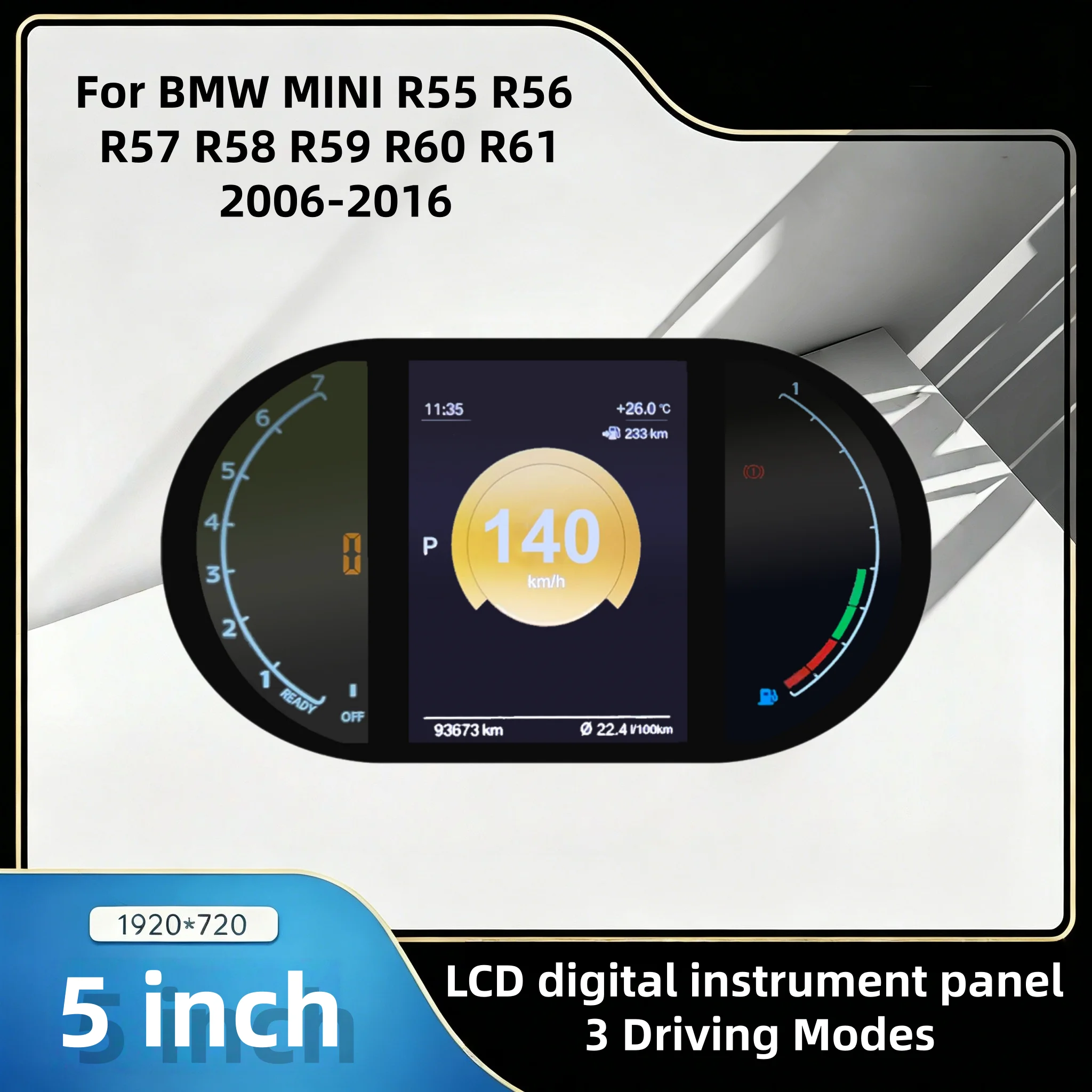 

Cluster Dashboard For BMW MINI R55 56 R58 R60 R61 2006-2016 R Series Automotive speedometers screen instrument panel digital