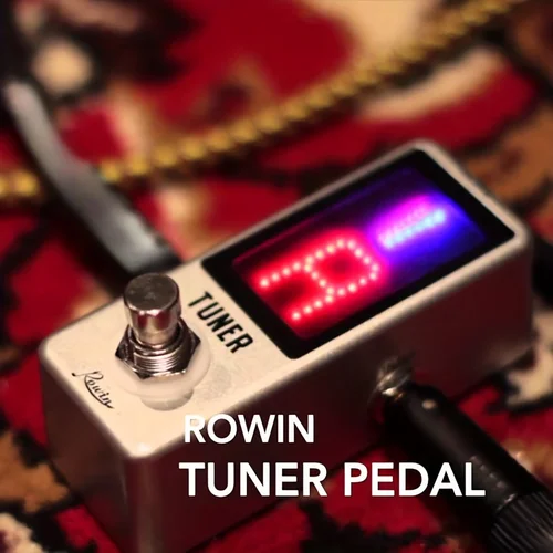Pedal afinador de guitarra Rowin LT-910 |   Modo estroboscópico ultraciso, pantalla LED, True Bypass, diseño compacto de metal para guitarra/bajo (9V)