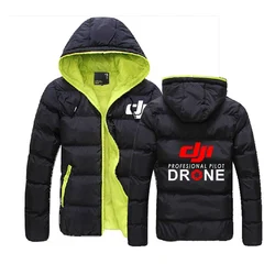 Dji Professional Pilot Drone 2024 Men Autumn Winter Six-color Cotton Jacket Casual Hooded Comfortable Solid Color Fashion Coat