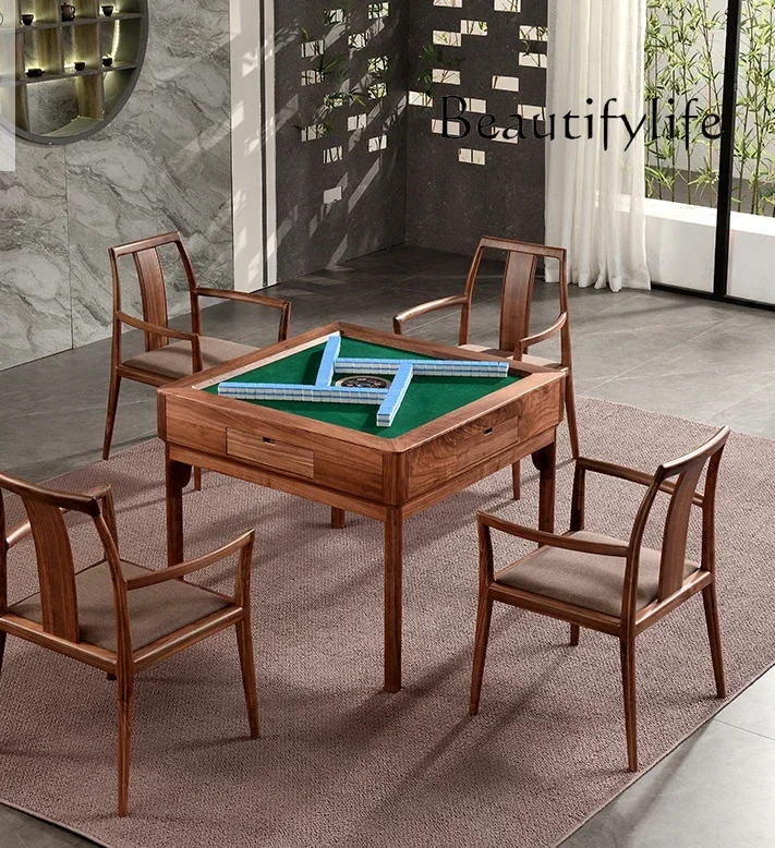 New Chinese Style Solid Wood Mahjong Table Automatic Household Dining Table Dual-Purpose in One Chess Table Combination