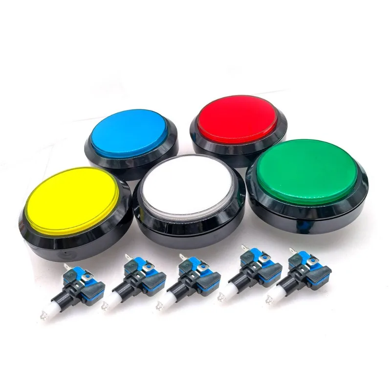 Arcade Game 100mm Large Flat Button with LED Light Self Reset Switch for Coin Operated Games Whack a Mole Accessories