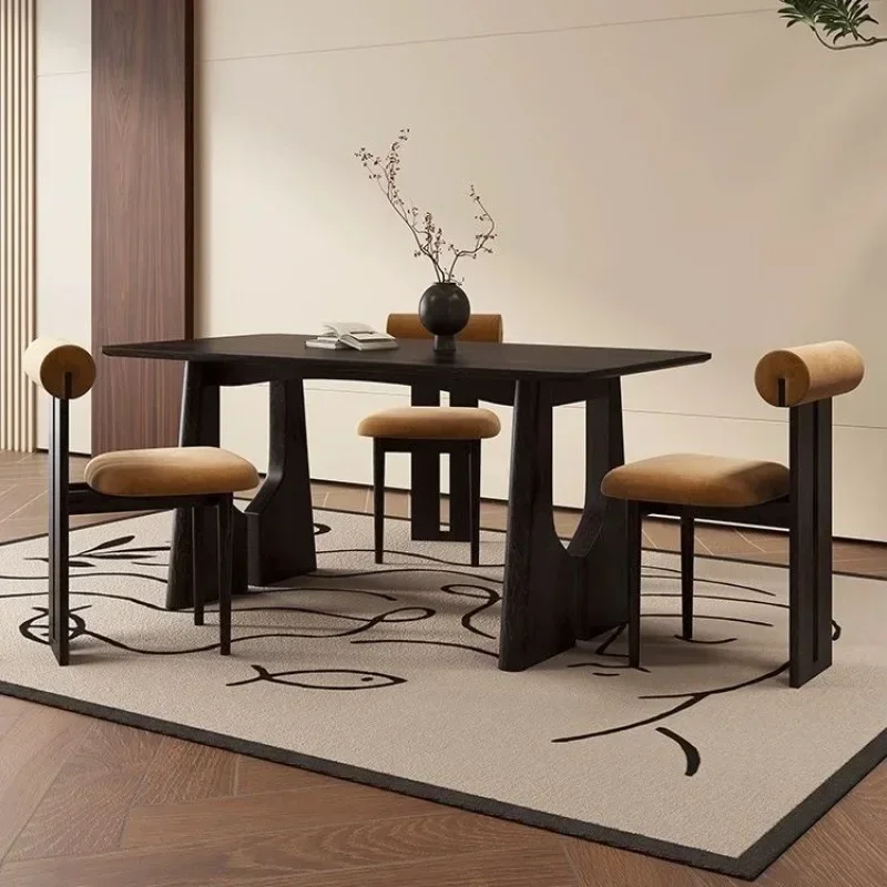 BJ Muebles Para Hogar Retro Solid Wood Dining Table Medieval Light Luxury Household Large, Medium And Small Apartment Rectangula