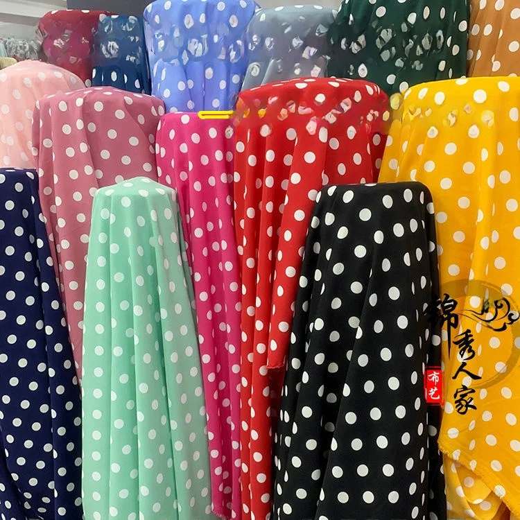 

Четырехсторонняя эластичная шифоновая ткань в горошек, легкая ткань с принтом Dr для украшения весенне-летней одежды