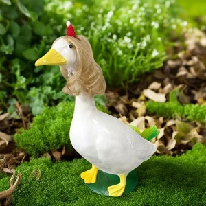 23 Inch Large White Goose Figurine Resin Sculpture Garden Pond Yard Decor Outdoor Home Patio Ornament Decorative Duck Statue For