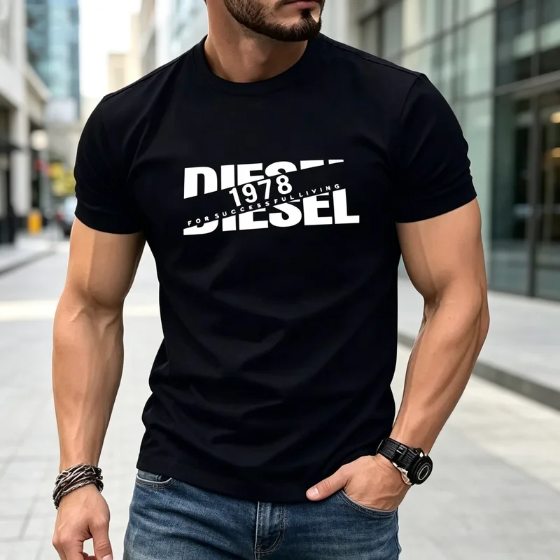Vintage Mens 1978 Letter Print T Shirt Casual Short Sleeve Cotton Tee for Successful Living Streetwear Y2k Top Harajuku