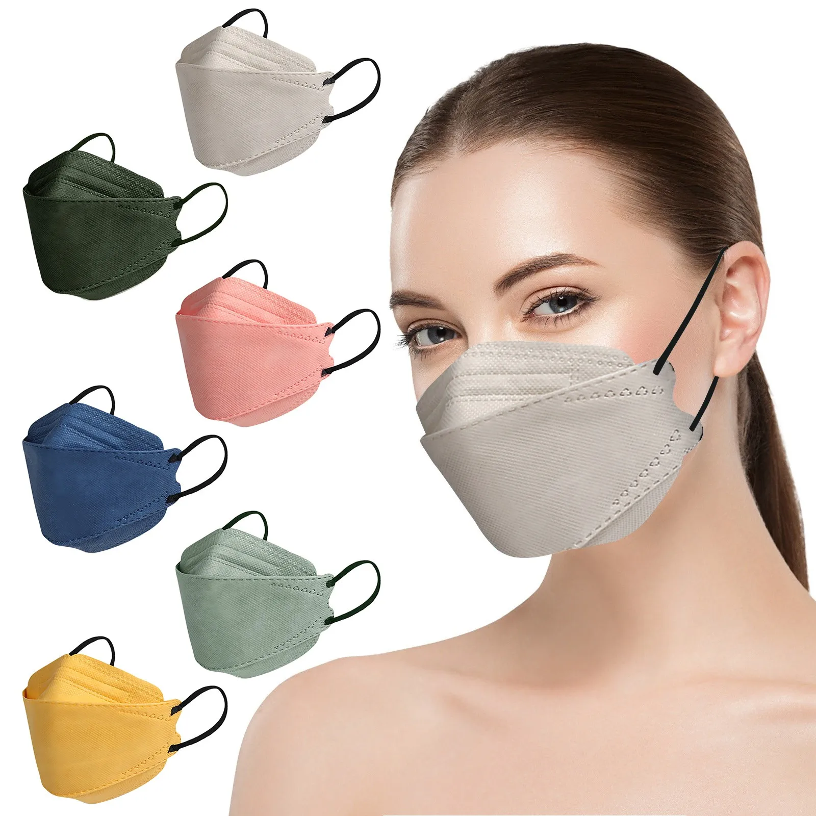 Face Mask Fish Type 3d 4-ply Solid Color Disposable Masks Adult Covers Fashion Mouths Outdoor Dust-Proof Face Protective Mask