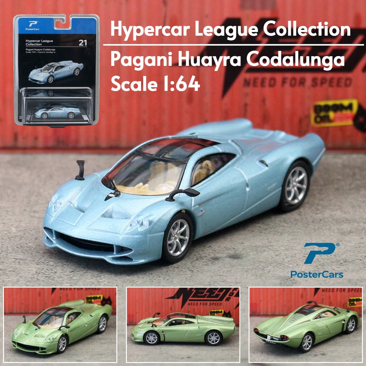 

Postercars 1/64 Pagani Huayra Codalunga Super Sport Car Diecast Vehicle Miniature Free Wheels Collection Gift For Children