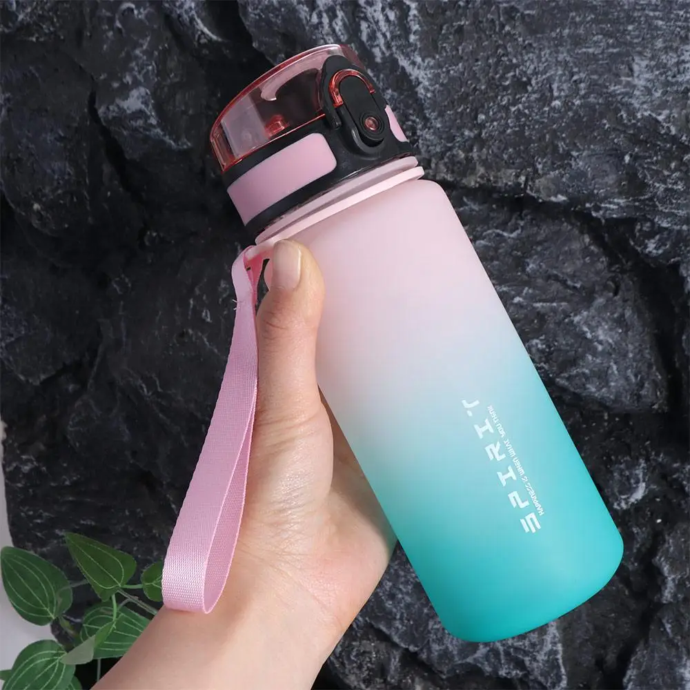 Botella de agua deportiva de 1 litro para PC, gran capacidad, Color degradado, a prueba de fugas, vaso de plástico colorido, portátil, 500/800/1000ml