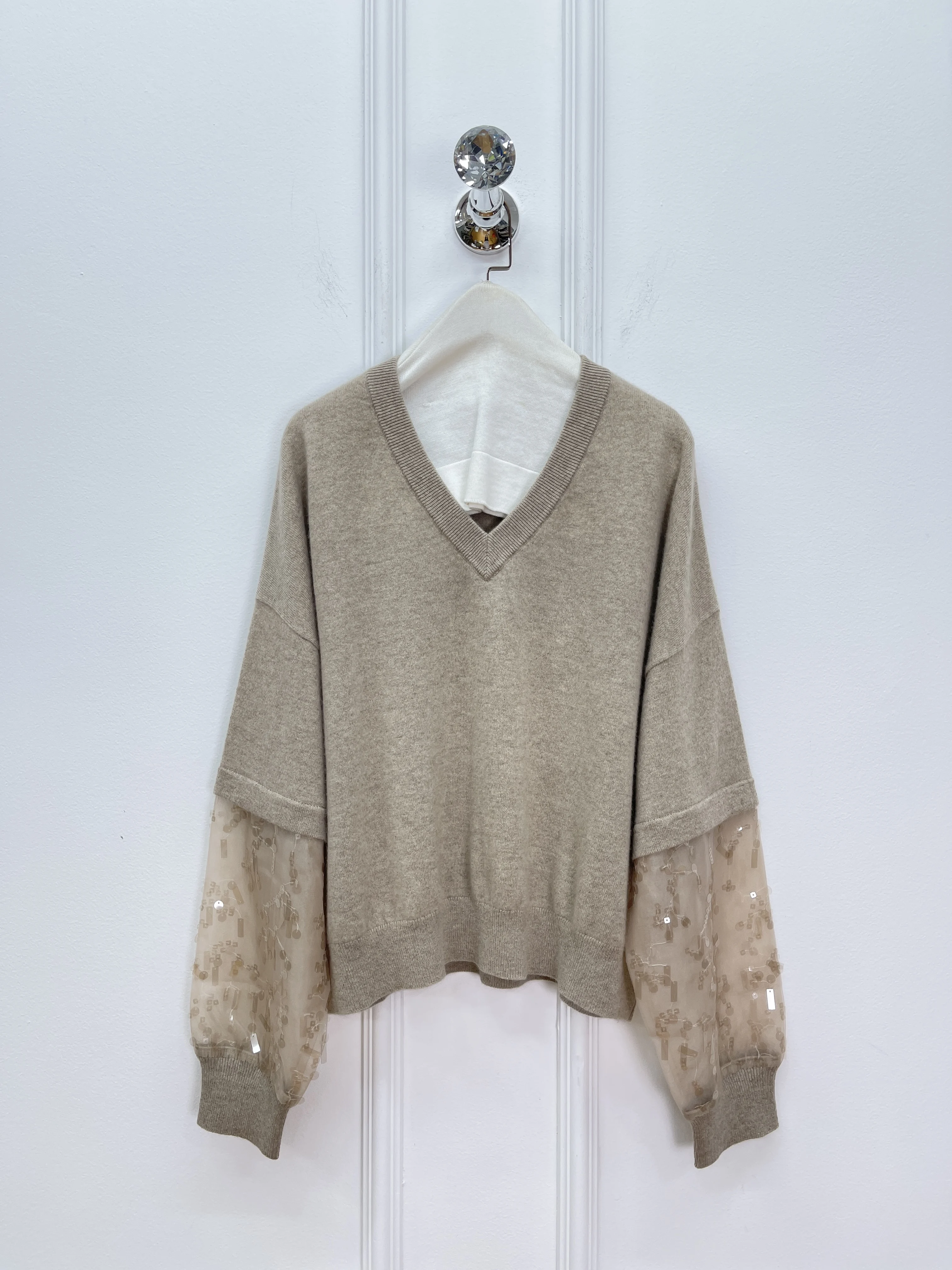 

Autumn And Winter New Women'S Cuff Sequin High-Quality Knit Sweater Fashionable Commuter Pullover
