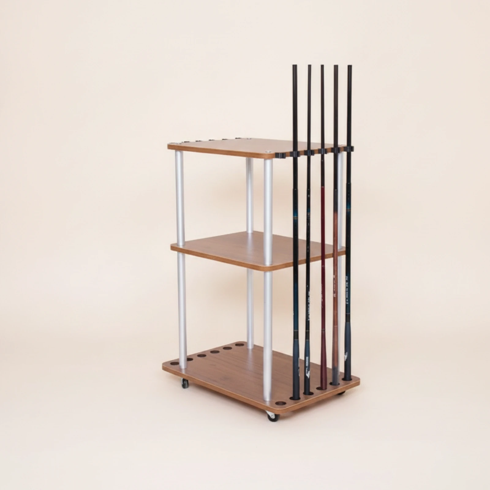 Fishing Rod Storage Rack Freestanding Fishing Pole Storage Rack Organizer Movable Space-Saving for Anglers, Garage, Tackle Room