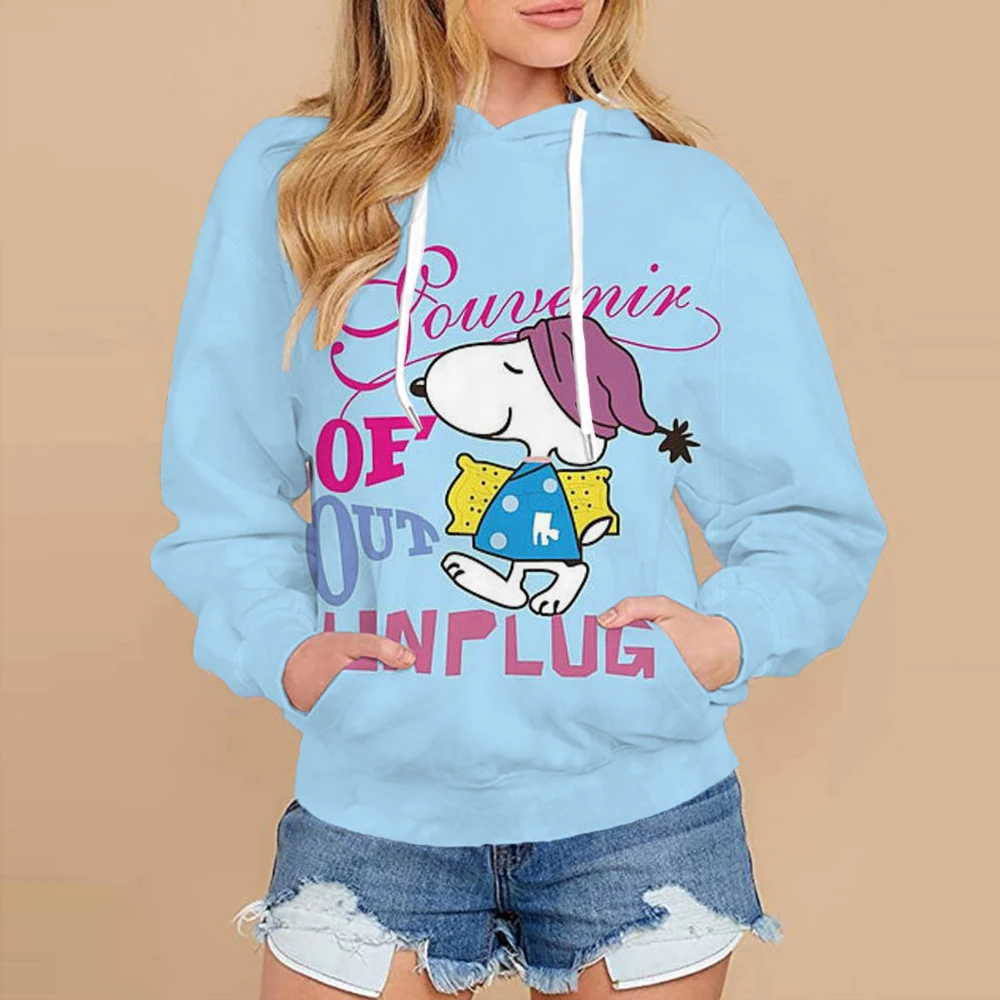 

Snoopy cartoon print Women Sweatshirt Long Sleeve Crewneck Graphic Hoodie Clothes Couple Valentine's Day Gift Womens Clothes